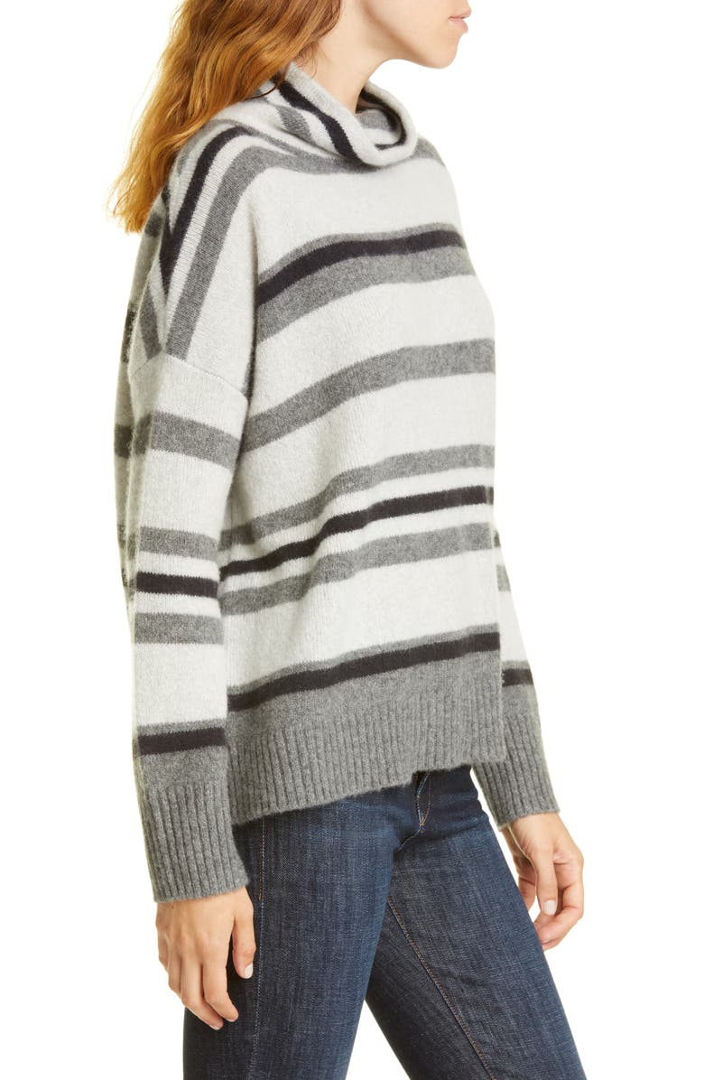 Nordstrom Signature Oversize Stripe Turtleneck Cashmere Sweater, Alternate, color, 