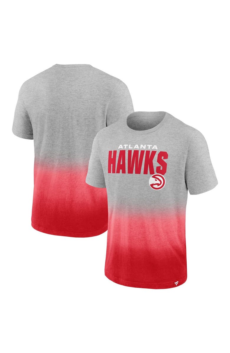 FANATICS Men's Fanatics Branded Heathered Gray/Red Atlanta Hawks Board Crasher Dip-Dye T-Shirt, Main, color, Heather Gray