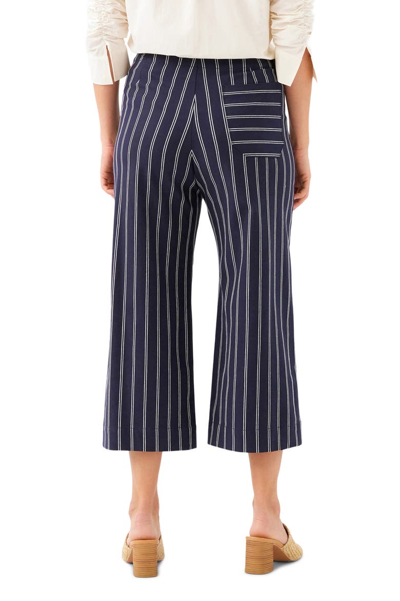 Stripe Cotton Blend Crop Wide Leg Pants, Alternate, color, NAVY