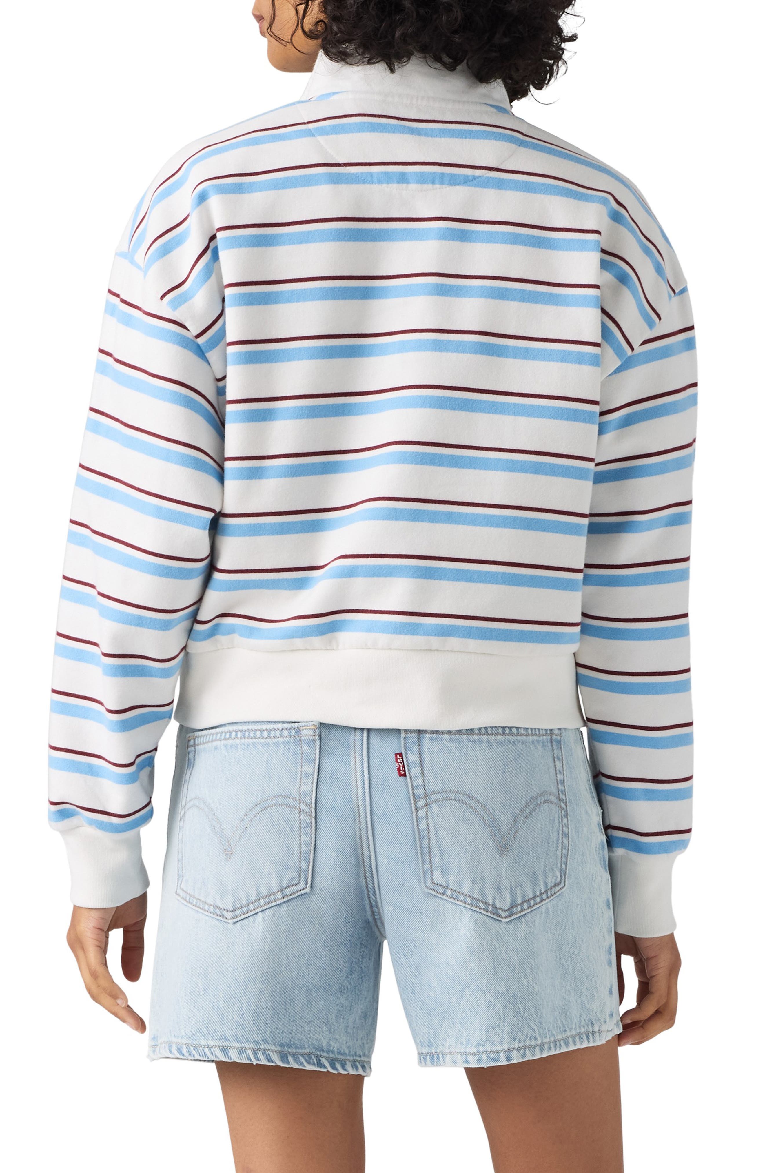 Levi's Everyday Stripe Quarter Zip Fleece Sweater (Women) | Nordstromrack