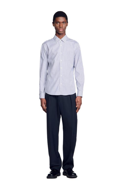 Sandro Striped Shirt In Midnight Blue