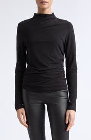 Vince Side Drape Funnel Neck Top