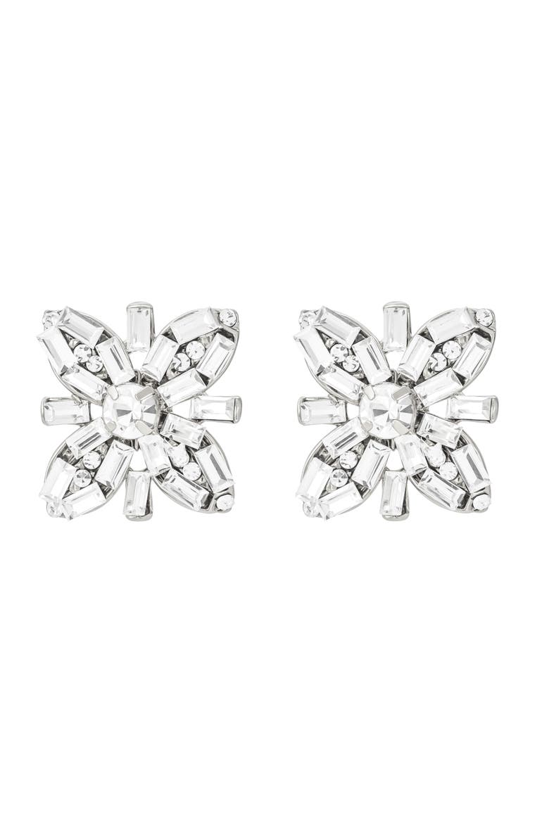 Quinn Crystal Stud Earrings, Main, color, Silver