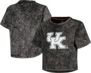 KADYLUXE Women's Black Kentucky Wildcats Vintage Wash Milky Silk Cropped T-Shirt