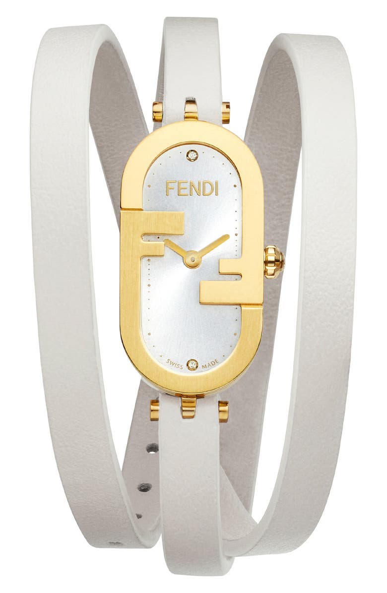 Fendi O'Lock Diamond Embellished Wrap Watch, 14.8mm x 28.3mm - 0.03 ctw, Main, color,