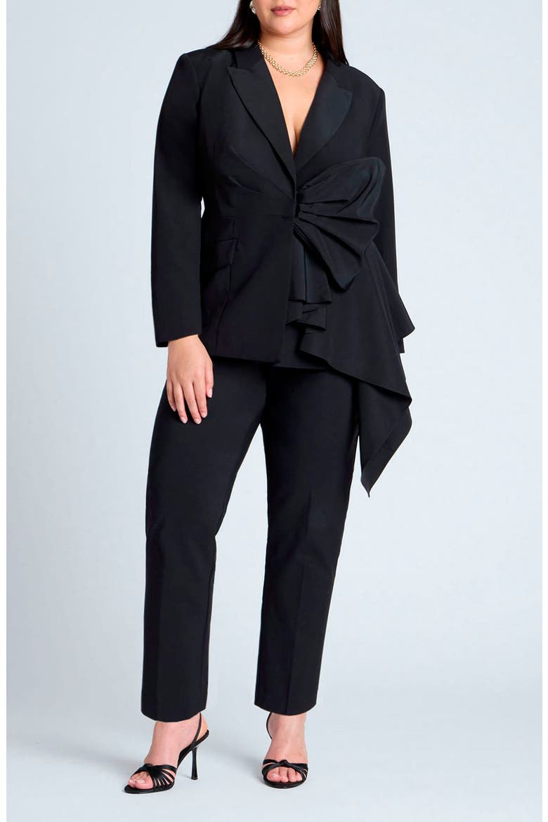 Asymmetric Tie Front Blazer, Alternate, color, BLACK ONYX