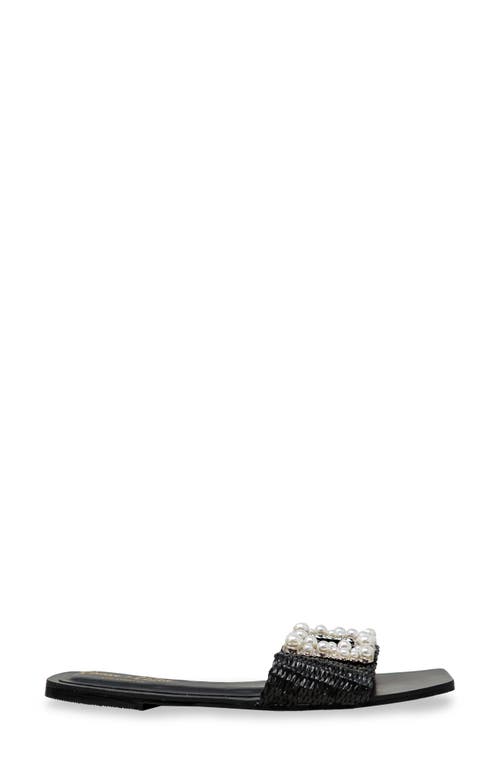 Chase & Chloe Chase And Chloe Taylor Faux Pearl Slide Sandal In Black