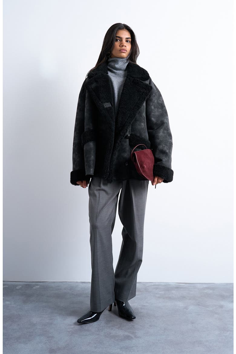 Oversize Faux Leather Coat, Alternate, color, BLACK