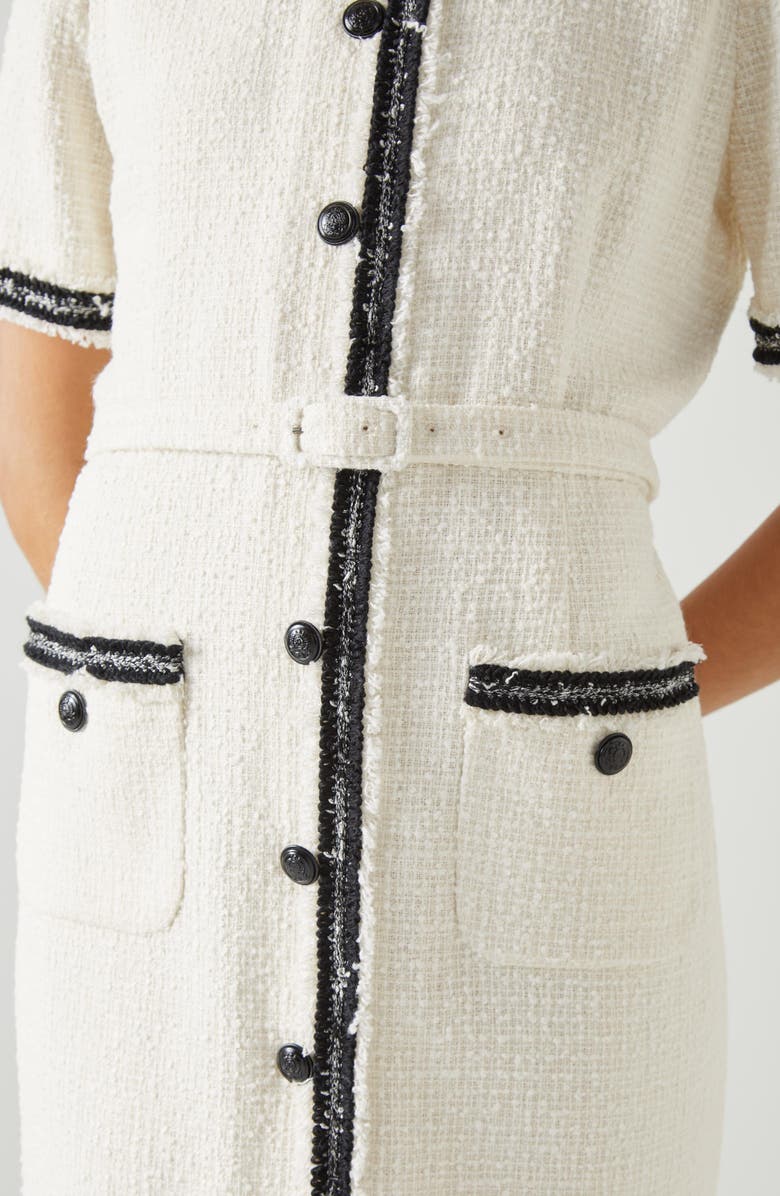 LK Bennett Charlie Tweed Dress, Alternate, color, Ivory