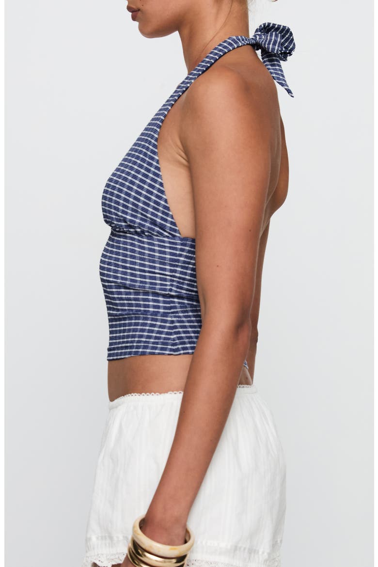 Whimsy Gingham Halter Top, Alternate, color, NAVY GINGHAM