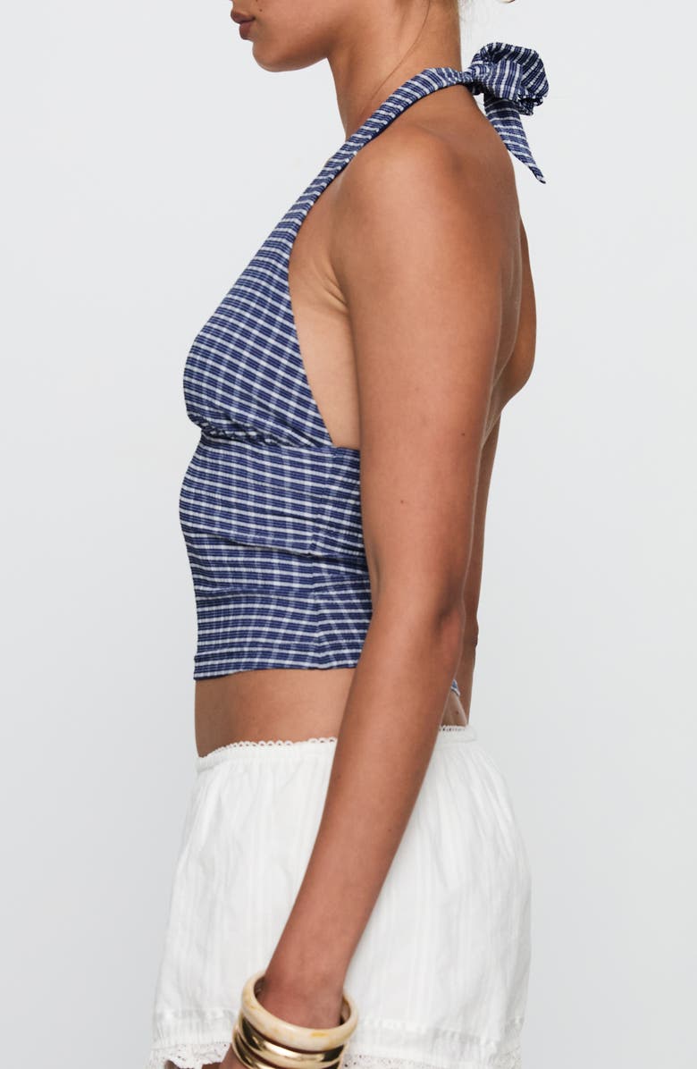 Princess Polly Whimsy Gingham Halter Top, Alternate, color, Navy Gingham