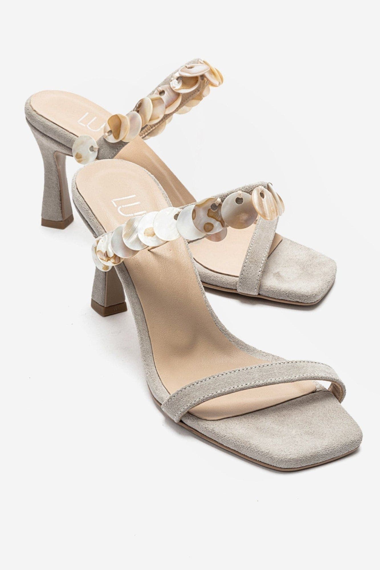 Arund Leather Stiletto Ankle Strap Sandal, Main, color, Beige Suede