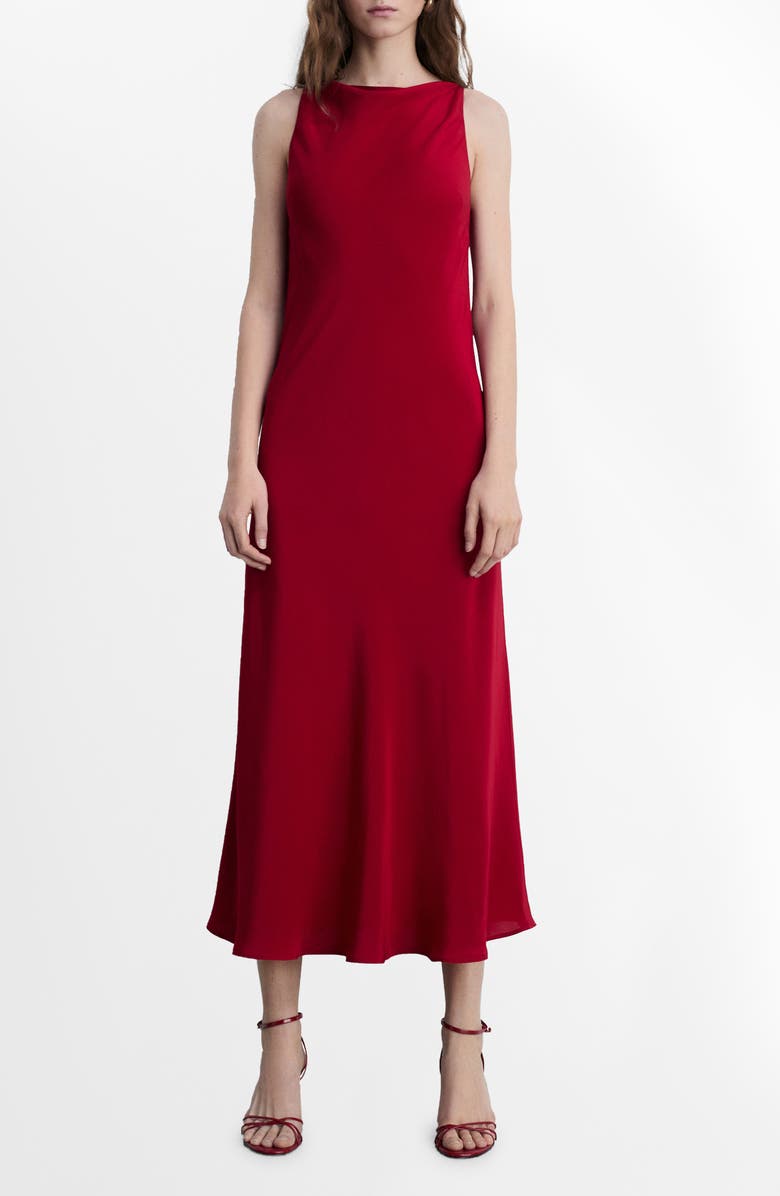 MANGO Sleeveless Satin Midi Dress, Main, color,