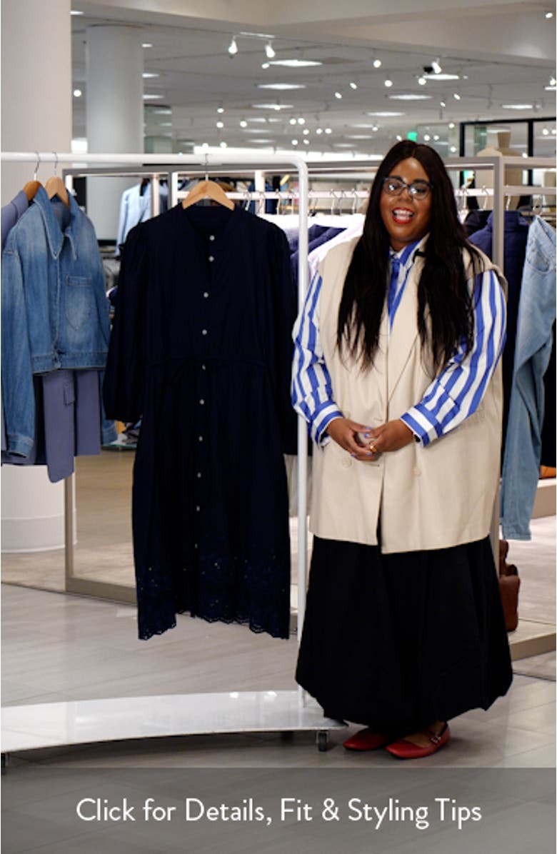 Tie Waist Long Sleeve Cotton Midi Dress, sales video thumbnail