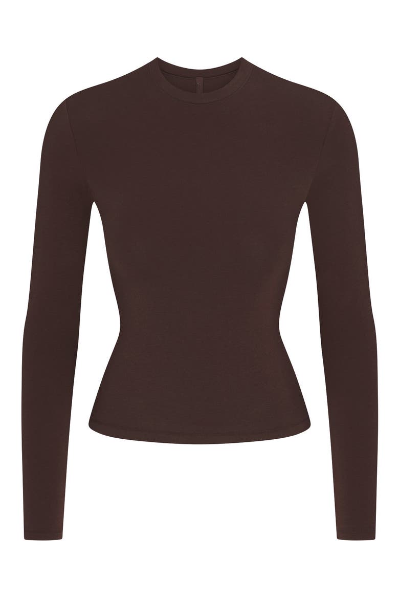 Cotton Jersey Long Sleeve T-Shirt, Alternate, color, ESPRESSO