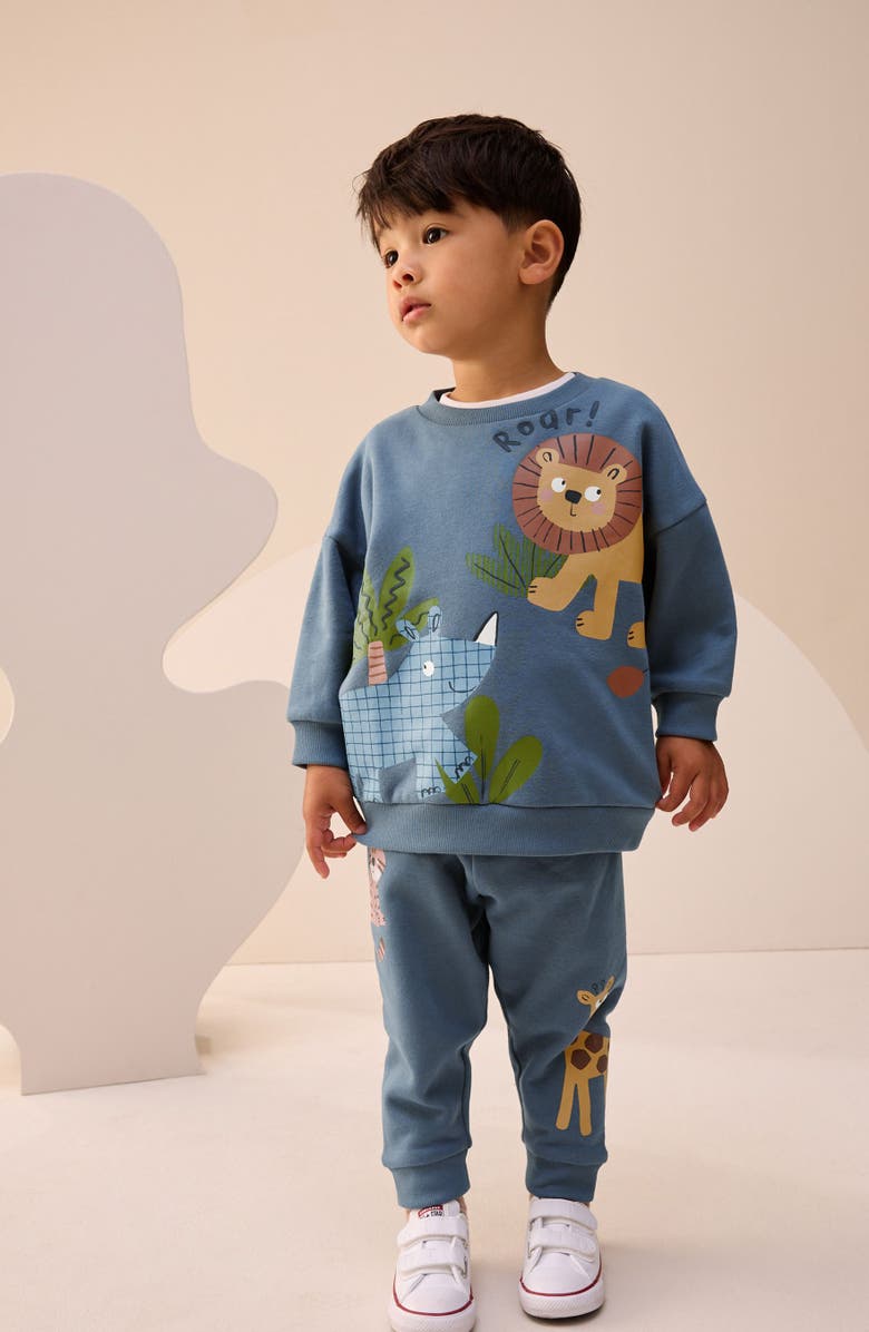 NEXT Kids
Safari Cotton Blend Sweatshirt
Joggers Set, Alternate, color, Blue