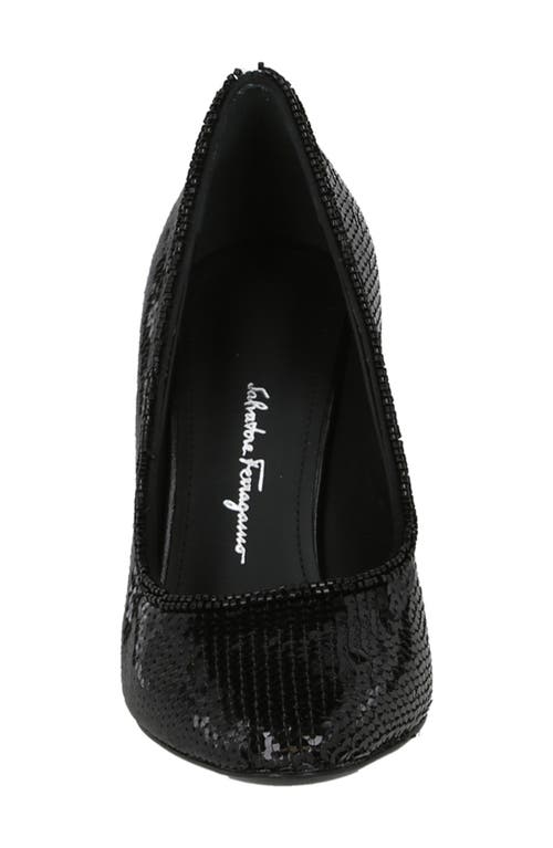 Ferragamo Judy Sequin Pointed Toe Pump In Black