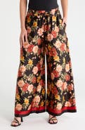 Vince Camuto Floral Print Drawstring Wide Leg Pants