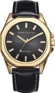 Perry Ellis Solar Leather Strap Watch, 41mm