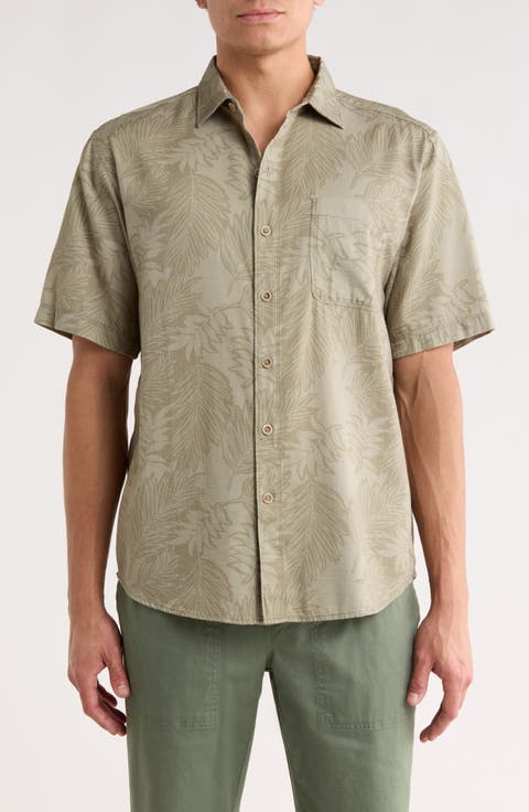 Luau Leaves Short Sleeve Button-Up Shirt