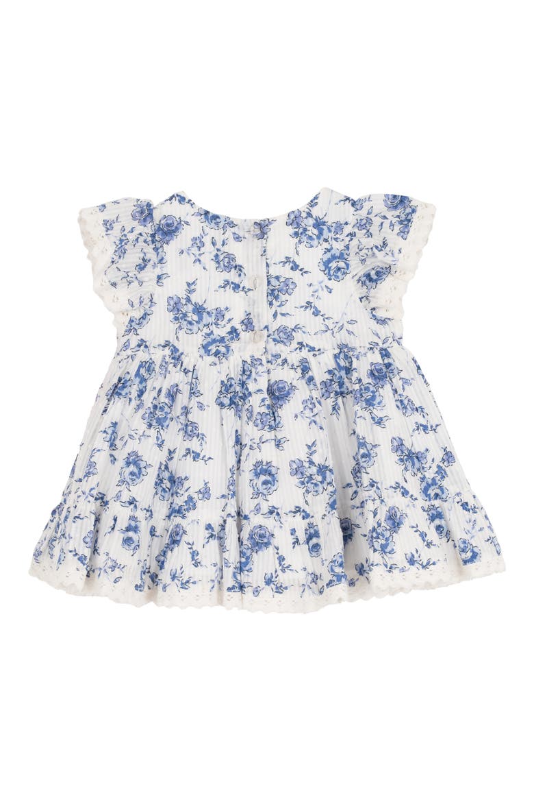 Floral Toile Dress, Bloomers & Headband Set, Alternate, color, BLUE