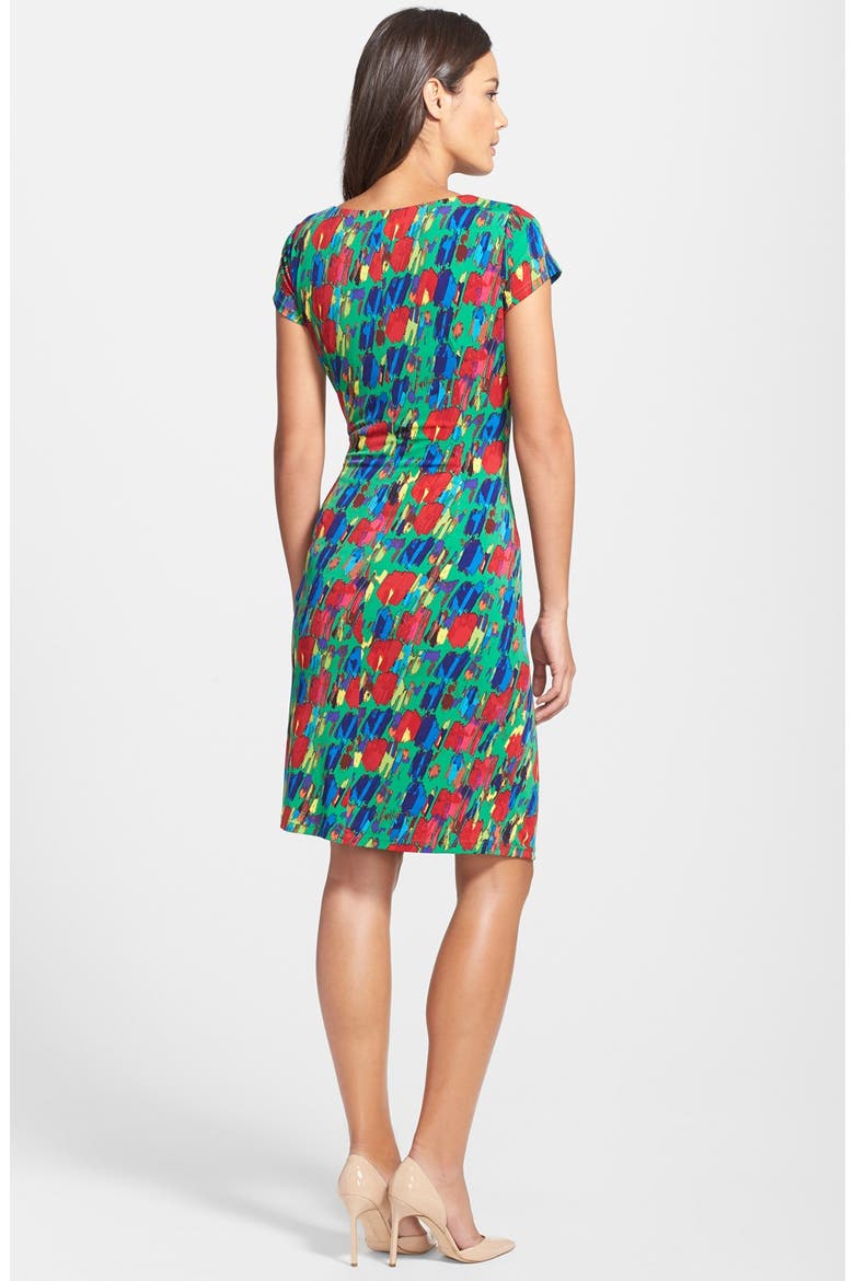 Print Jersey Faux Wrap Sheath Dress, Alternate, color, GREEN MULTI
