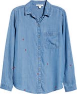 beachlunchlounge Maylee Embroidered Chambray Button-Up Shirt
