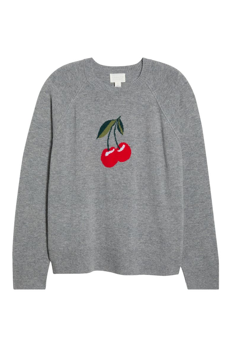 Intarsia Wool & Cashmere Sweater, Alternate, color, HEATHER GREY CHERRY