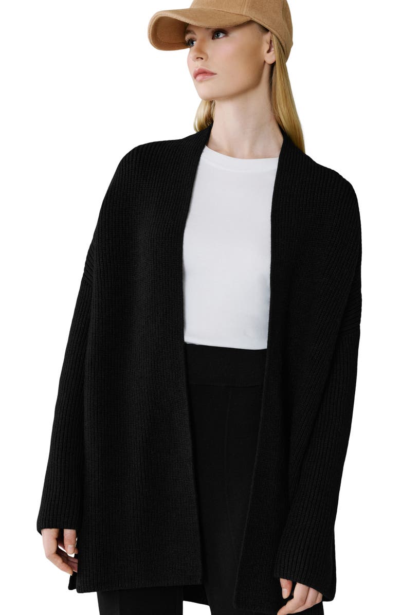 Soia & Kyo Rib Open Front Cardigan, Alternate, color, Black