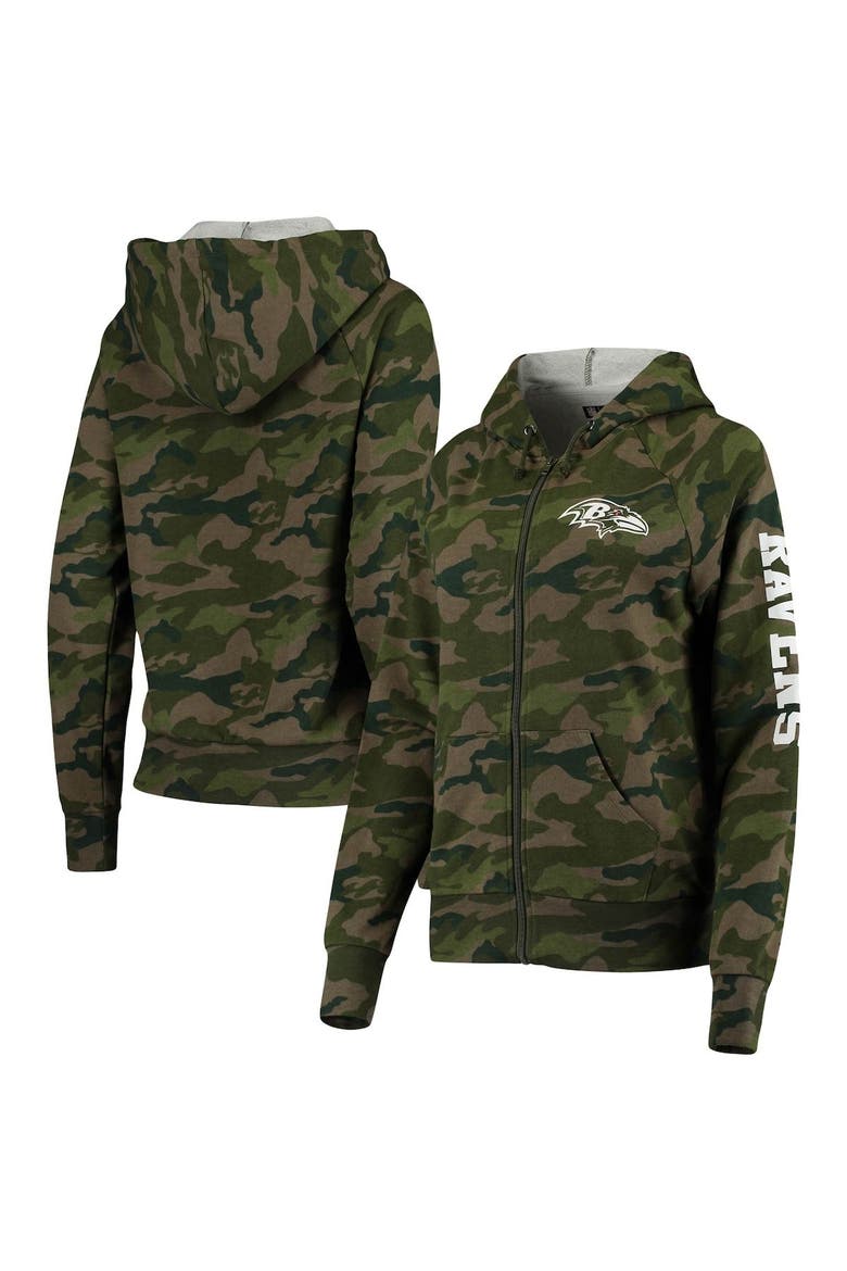 Women's New Era Camo Baltimore Ravens Raglan Full-Zip Hoodie, Alternate, color, Camo