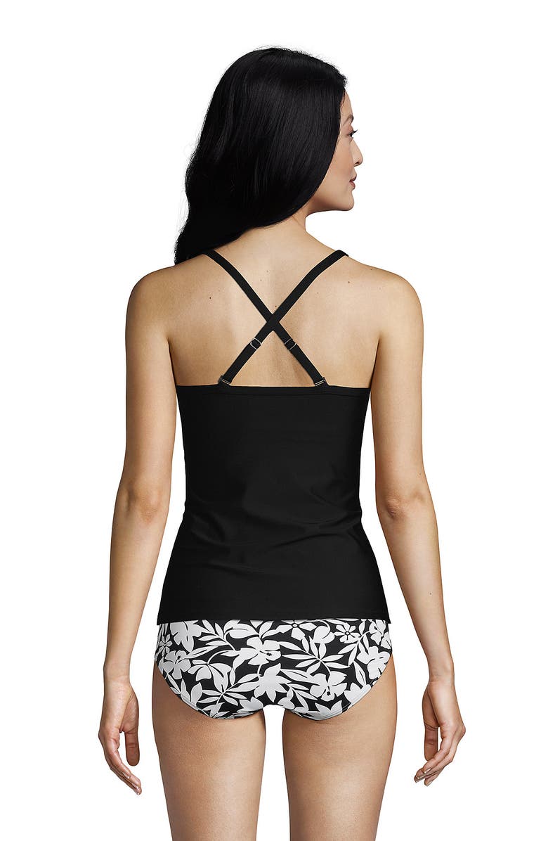 Lands' End D-Cup Chlorine Resistant Tie Front Underwire Tankini Top Swimsuit Adjustable Straps, Alternate, color, 