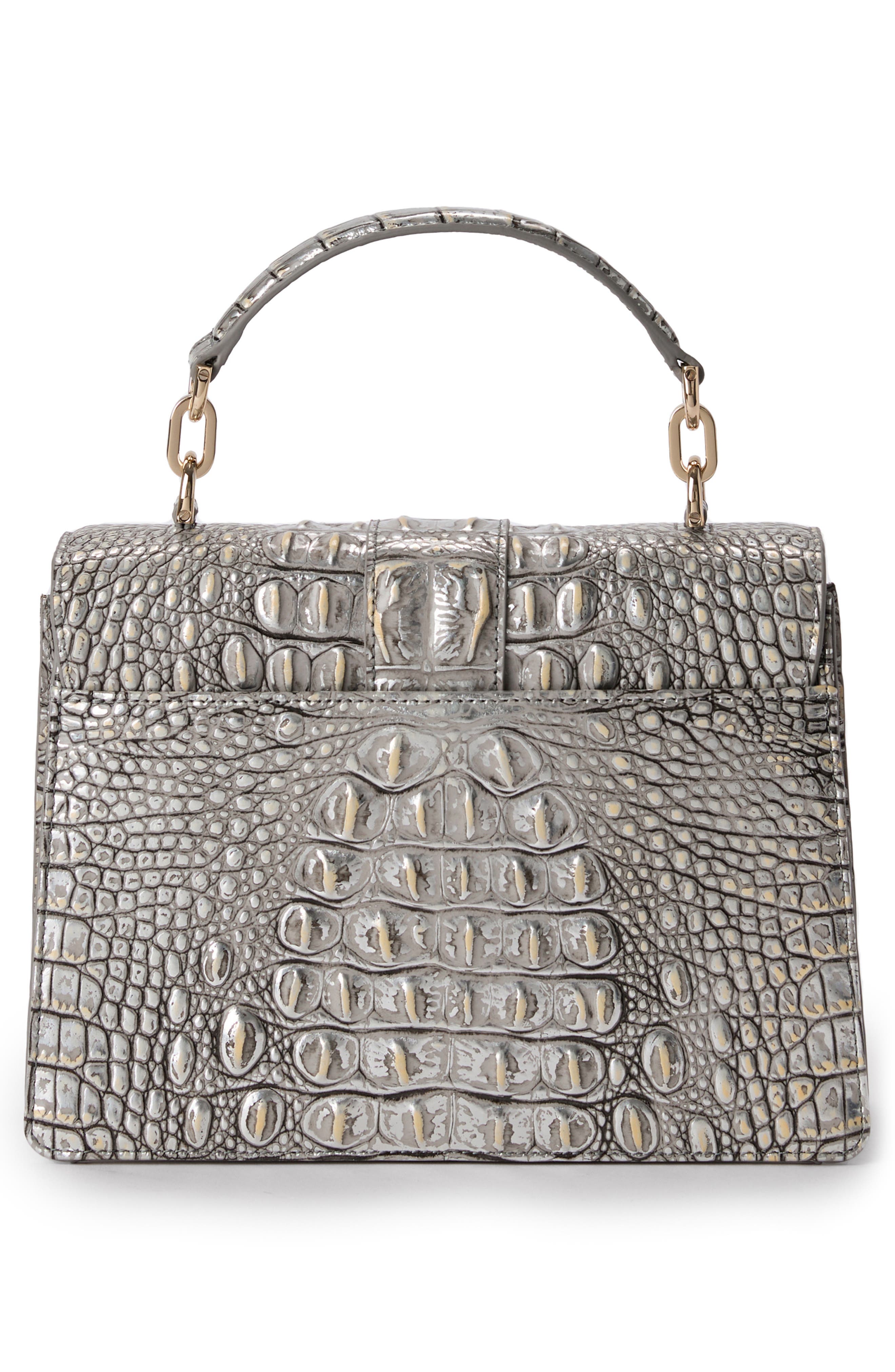 Brahmin Hallie Small Croc Embossed Leather Top Handle Bag, Alternate, color, 