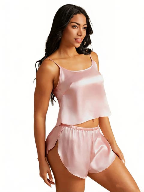 Adjustable Spaghetti Strap Pure Silk Camisole Set