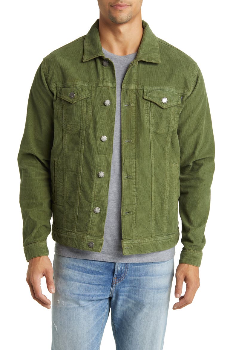 Stretch Corduroy Trucker Jacket, Main, color, SAGE