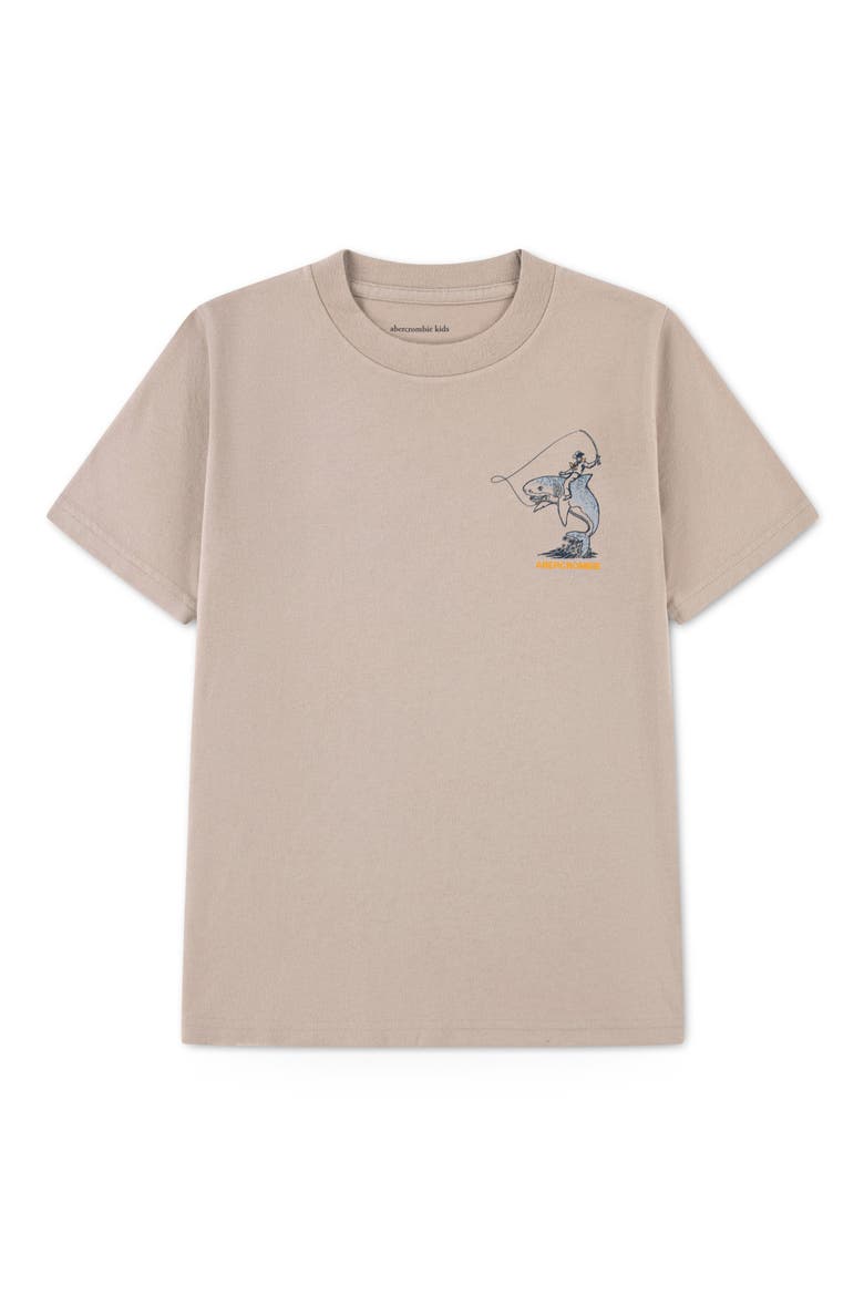 Kids' Cowboy on Shark Graphic T-Shirt, Main, color, SIMPLY TAUPE
