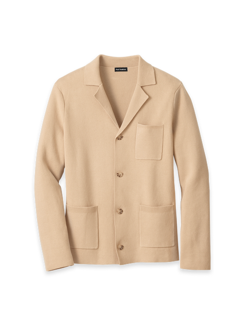 Cotton Notch Lapel Cardigan Sweater