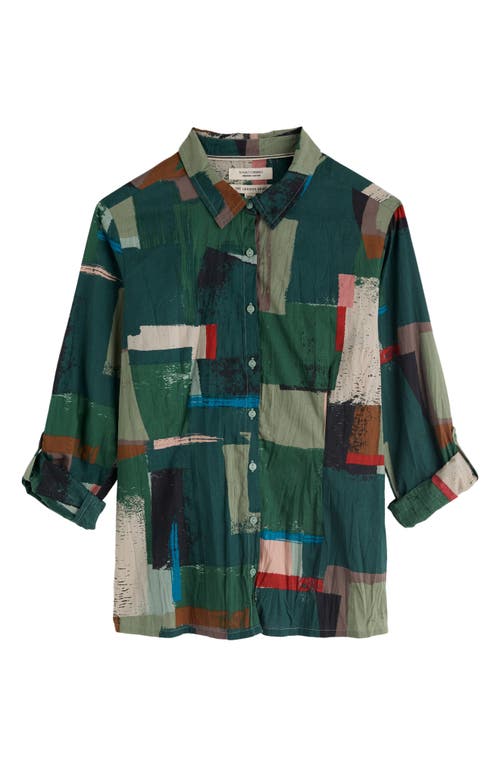 Seasalt Cornwall Larissa Printed Organic Cotton Button-up Shirt In Green