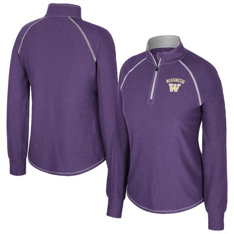 Women's Colosseum Purple Washington Huskies Bikram Raglan Quarter-Zip Top