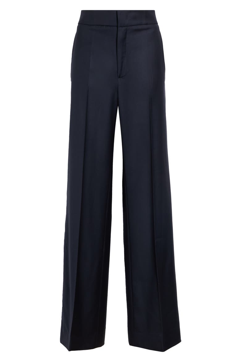 Wool Wide Leg Tuxedo Trousers, Alternate, color, DEEP NAVY