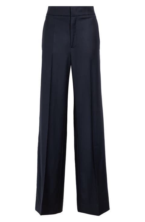 Wool Wide Leg Tuxedo Trousers