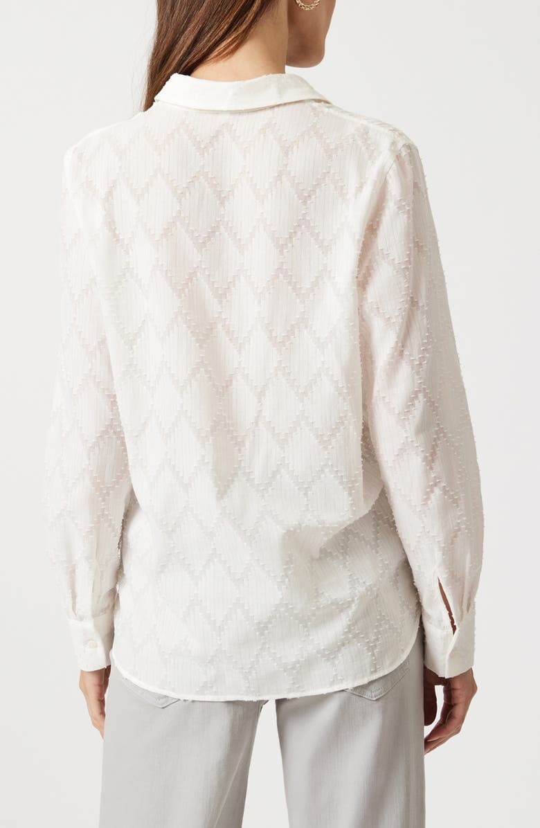 Mavi Jeans Clip Dot Diamond Cotton Button-Up Shirt, Alternate, color, Antique White