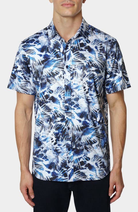 Tie Dye Abstract Print Button-Up Shirt