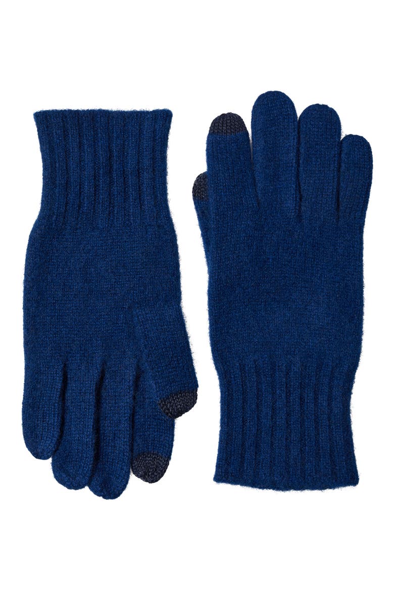 Cashmere Rib Knit Gloves, Main, color, NAVY