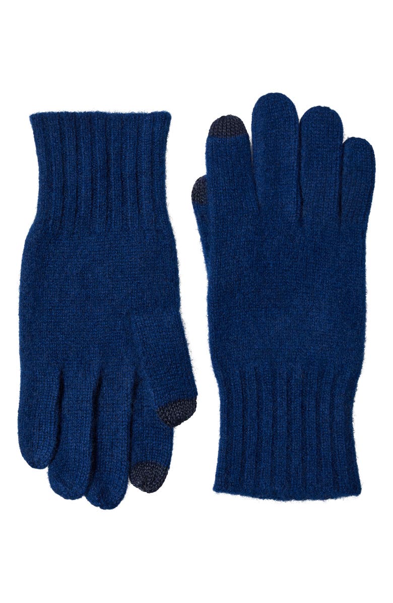 Amicale Cashmere Rib Knit Gloves, Main, color, Navy