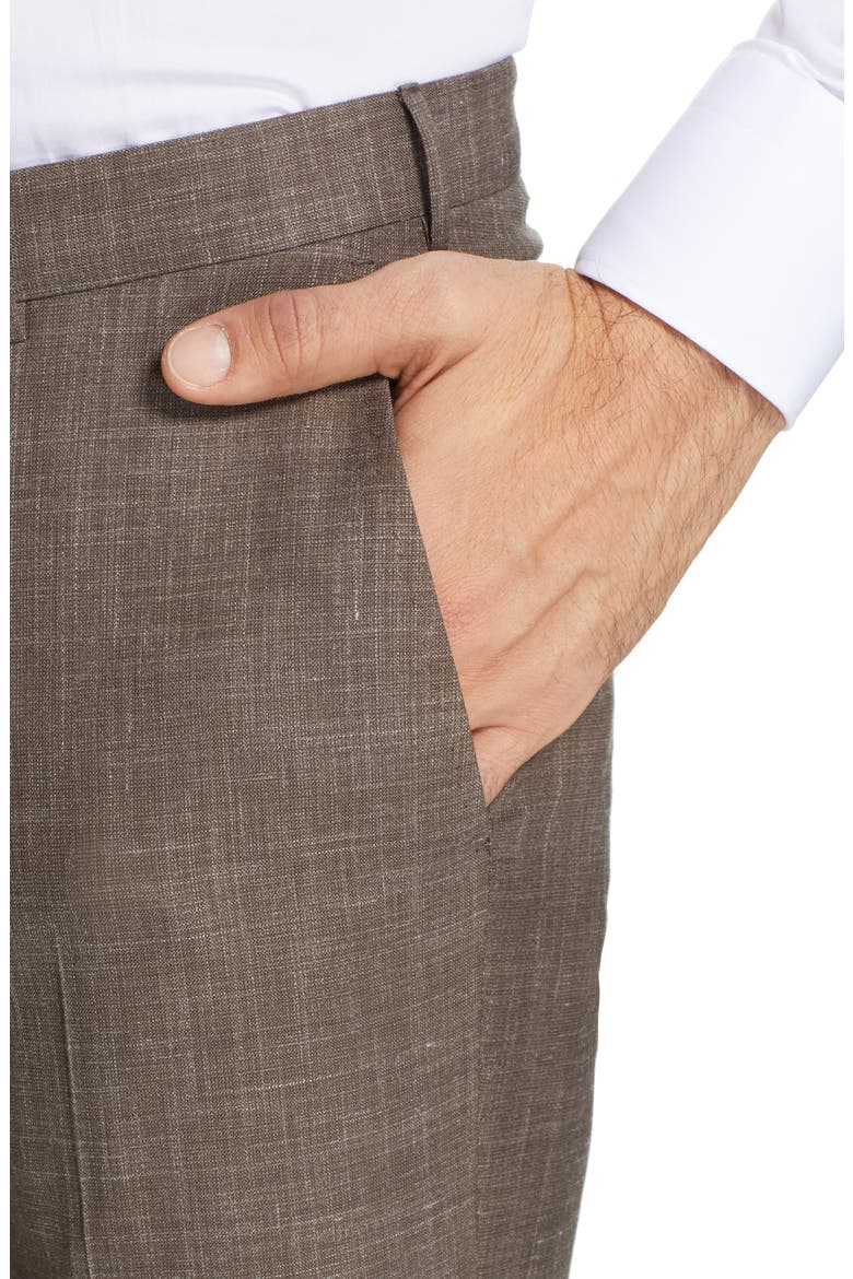 Ermenegildo Zegna Trofeo Flat Front Solid Wool Blend Dress Pants, Alternate, color, TAN