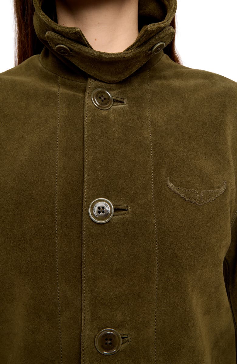 Zadig & Voltaire Lessa Suede Jacket, Alternate, color, Treillis