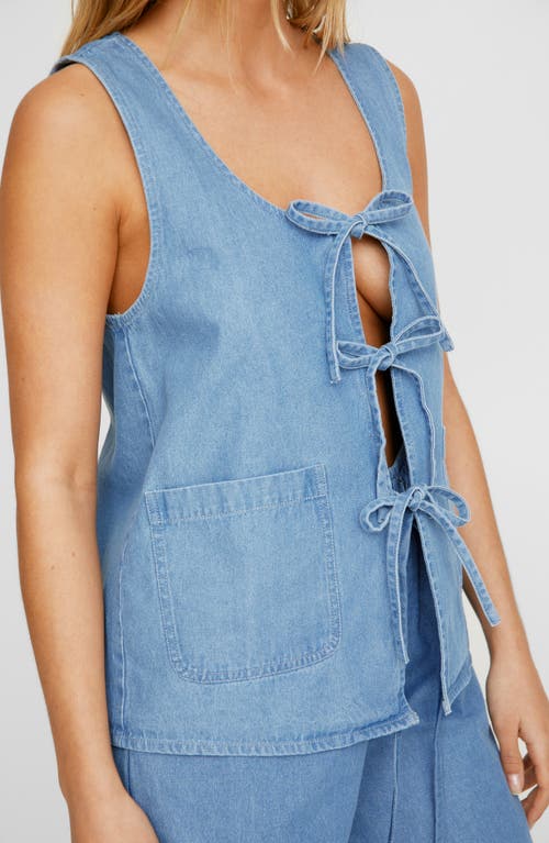 Nasty Gal Tie Closure Chambray Vest In Authentic Midwash