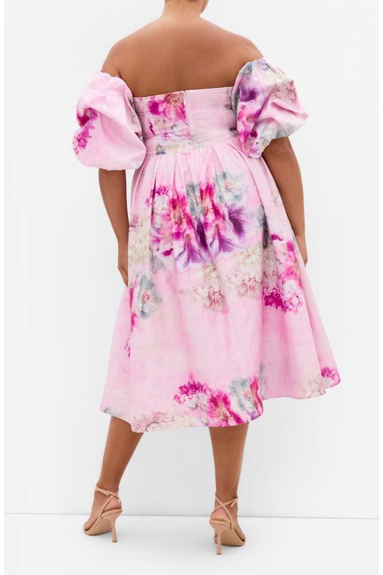 Rosalee Floral Off the Shoulder Cotton Dress, Alternate, color, GILDED GARDEN