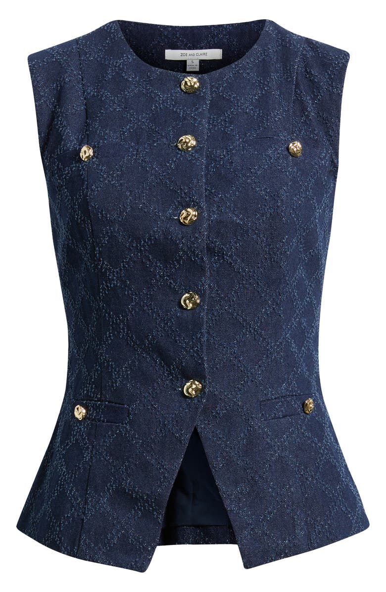 ZOE AND CLAIRE Jacquard Denim Vest, Alternate, color, 
