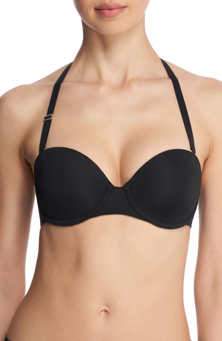 Natori Pure Luxe Strapless Contour Underwire Bra, Alternate, color, Black